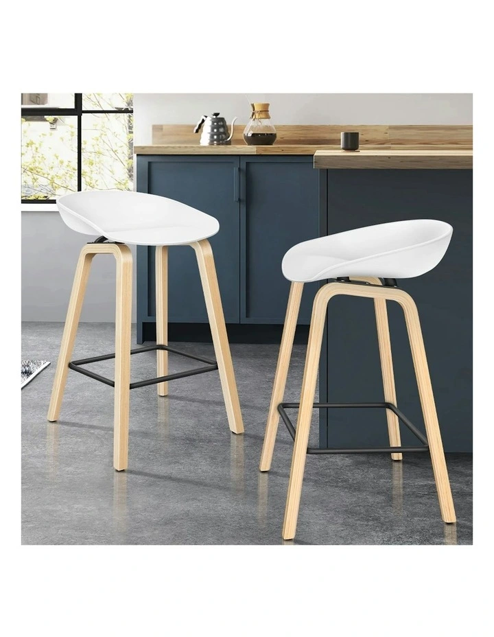 Wooden Bar Stools Set Of 2 in White image 2