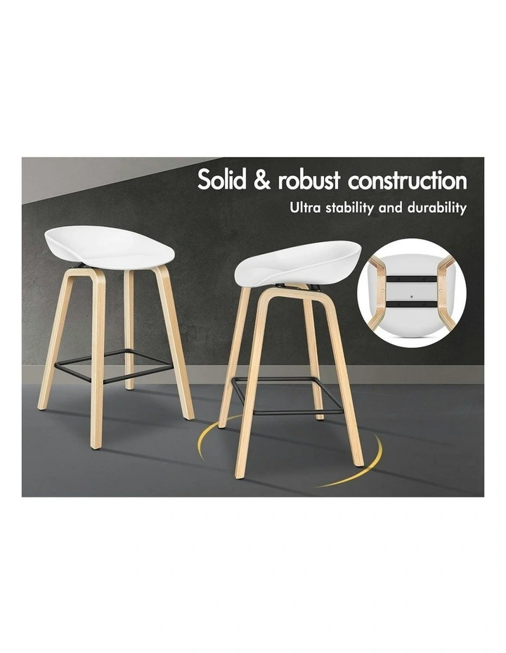 Wooden Bar Stools Set Of 2 in White image 3