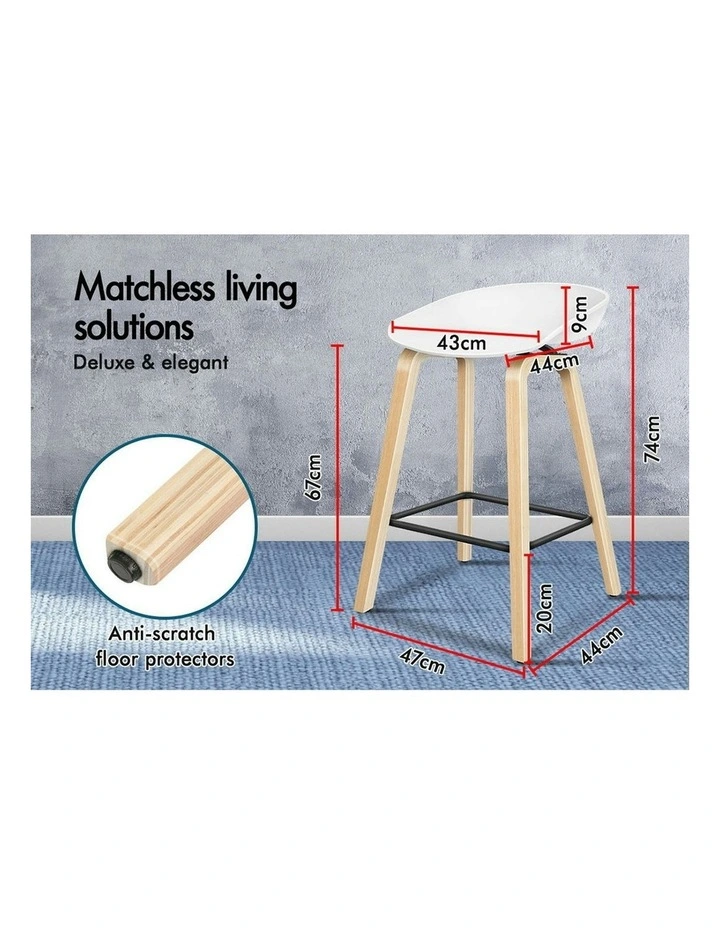 Wooden Bar Stools Set Of 2 in White image 7