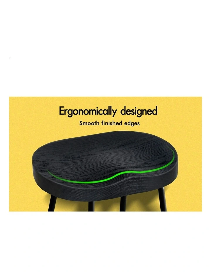 Wooden Tractor Kitchen Vintage Bar Stools Set Of 2 65cm in Black image 3