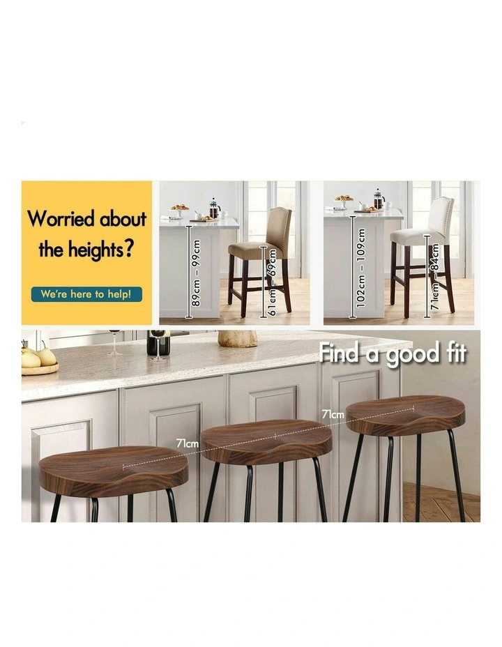 Wooden Tractor Kitchen Vintage Bar Stools Set Of 2 65cm in Dark Wood image 3