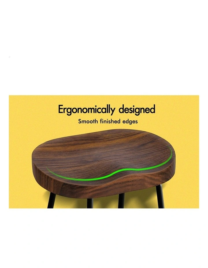 Wooden Tractor Kitchen Vintage Bar Stools Set Of 2 65cm in Dark Wood image 4