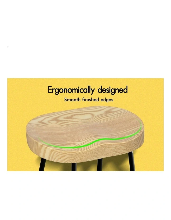 Wooden Tractor Kitchen Vintage Bar Stools Set Of 2 65cm in Natural image 3