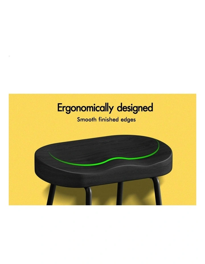 Wooden Tractor Kitchen Vintage Bar Stools Set Of 2 75cm in Black image 4