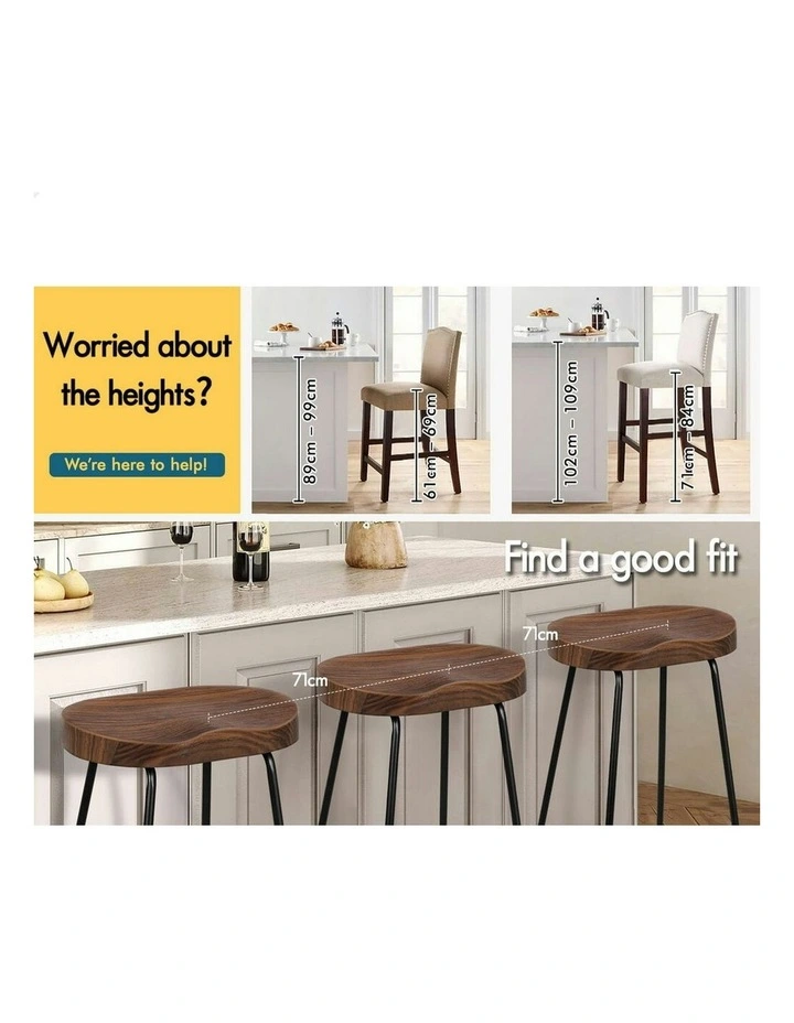 Wooden Tractor Kitchen Vintage Bar Stools Set Of 2 75cm in Brown image 3
