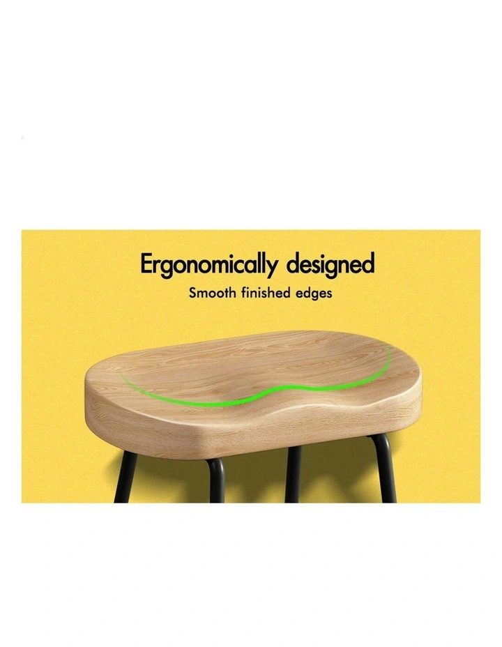 Wooden Tractor Kitchen Vintage Bar Stools Set Of 2 75cm in Natural image 4