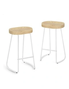 Wooden Tractor Kitchen Vintage Bar Stools Set Of 2 75cm in White