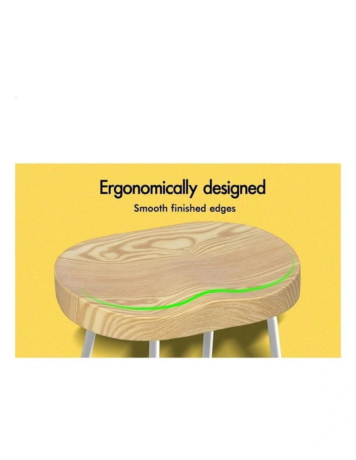 Wooden Tractor Kitchen Vintage Bar Stools Set Of 2 75cm in White image 4