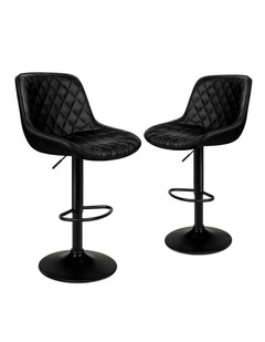 Kitchen Swivel Xena Gas Lift Leather Bar Stools Chairs 2x in All Black