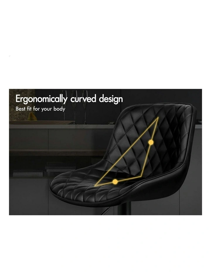 Kitchen Swivel Xena Gas Lift Leather Bar Stools Chairs 2x in All Black image 5