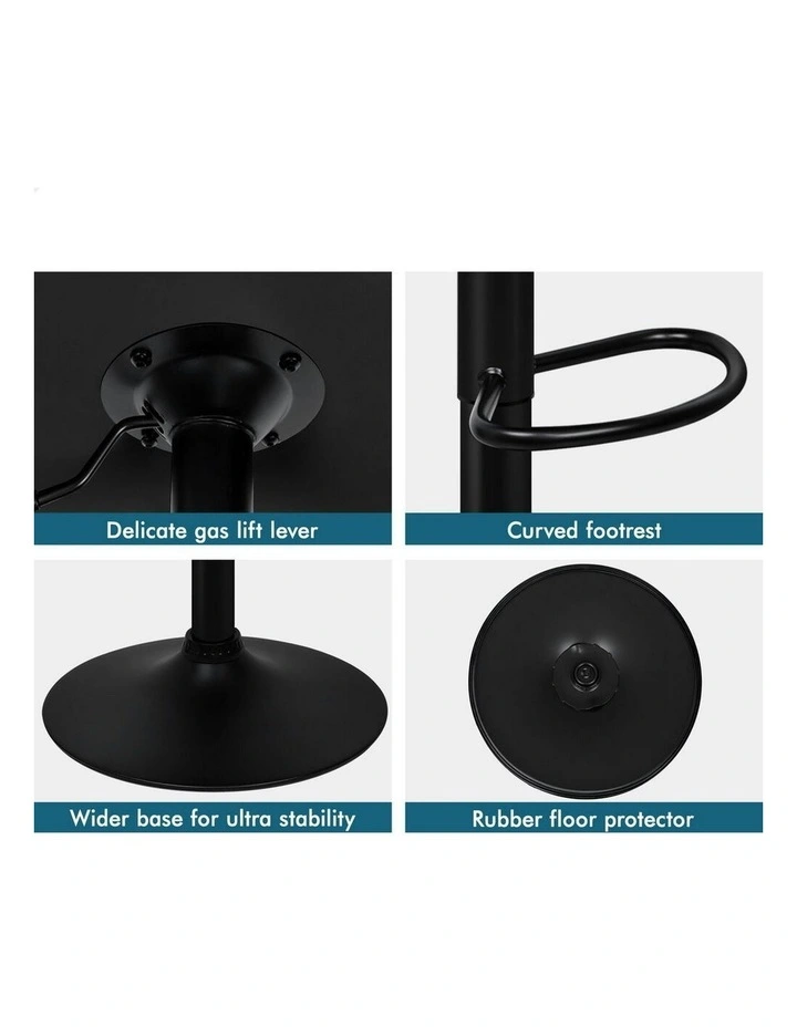 Kitchen Swivel Xena Gas Lift Leather Bar Stools Chairs 2x in All Black image 6