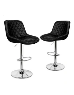 Kitchen Swivel Xena Gas Lift Leather Bar Stools Chairs x2 in Black