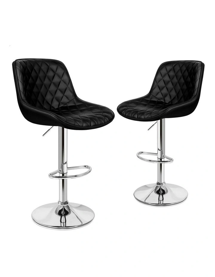 Kitchen Swivel Xena Gas Lift Leather Bar Stools Chairs x2 in Black image 1