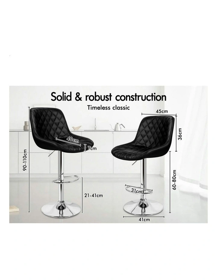 Kitchen Swivel Xena Gas Lift Leather Bar Stools Chairs x2 in Black image 7
