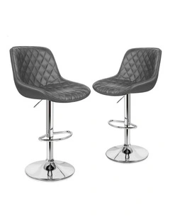 Kitchen Swivel Xena Gas Lift Leather Bar Stools Chairs 2x in Grey