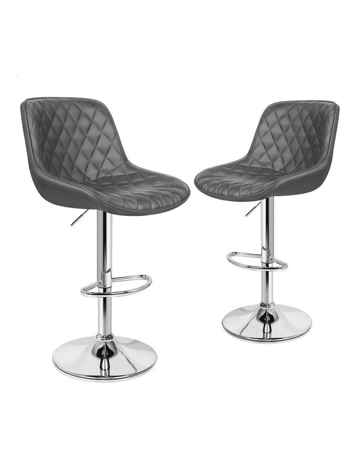 Kitchen Swivel Xena Gas Lift Leather Bar Stools Chairs 2x in Grey image 1