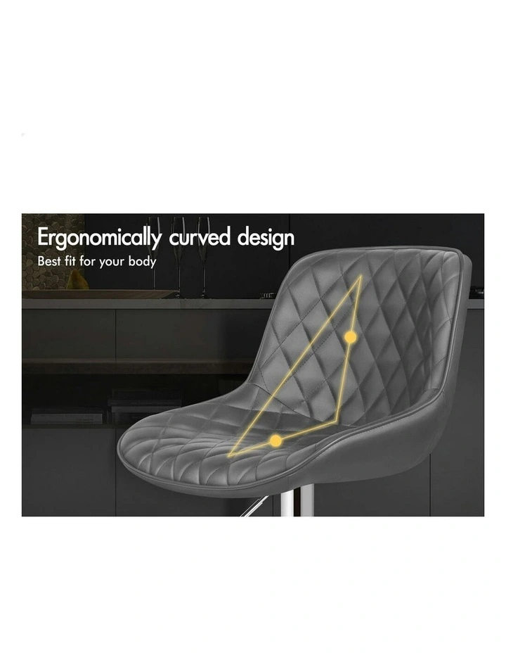 Kitchen Swivel Xena Gas Lift Leather Bar Stools Chairs 2x in Grey image 5