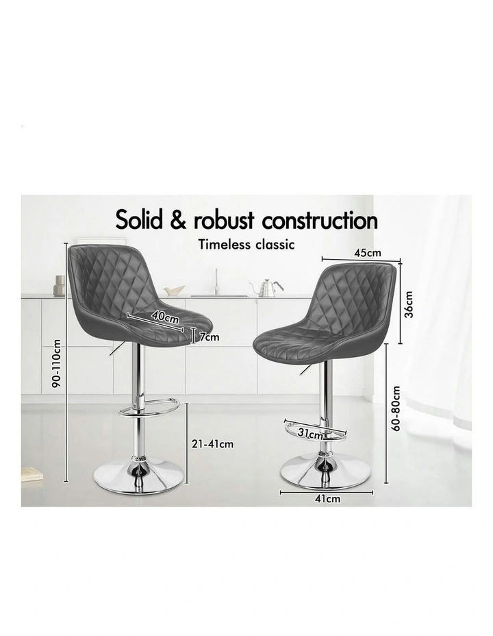 Kitchen Swivel Xena Gas Lift Leather Bar Stools Chairs 2x in Grey image 7