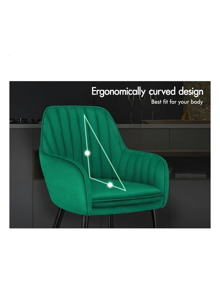 Kitchen Lounge Padded Seat Sofa Velvet Dining Chair in Green image 4