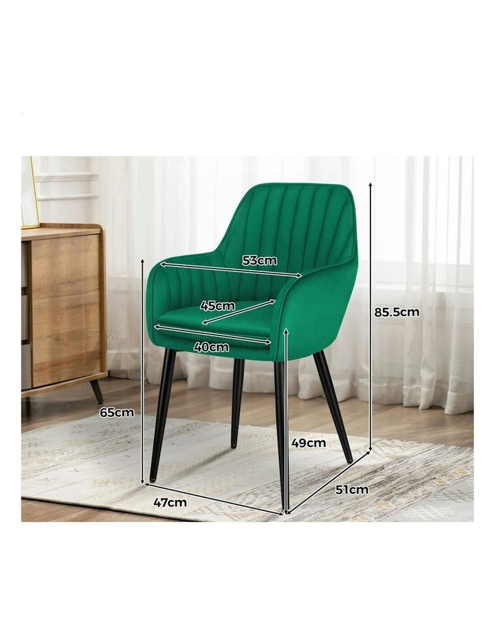 Kitchen Lounge Padded Seat Sofa Velvet Dining Chair in Green image 5