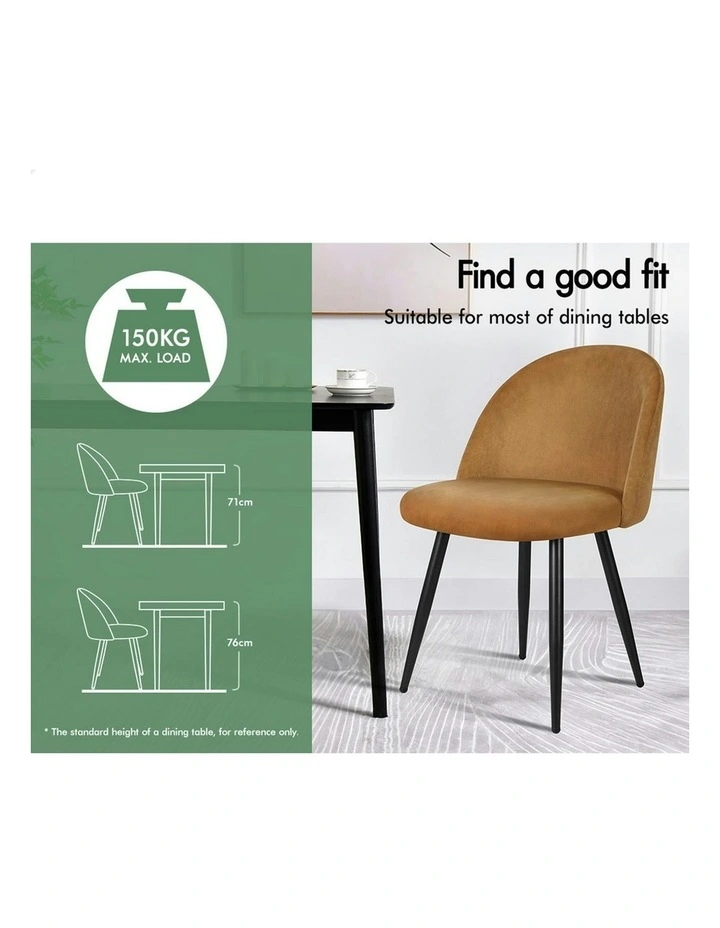 Velvet Dining Chairs x2 in Brown image 3