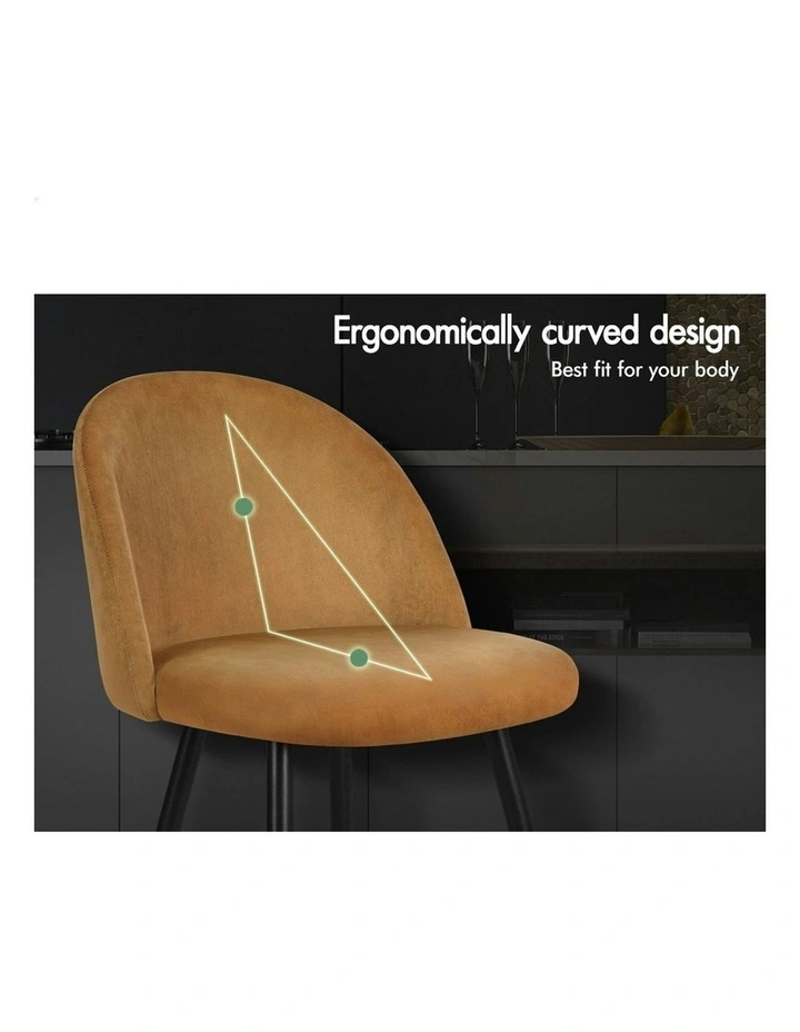 Velvet Dining Chairs x2 in Brown image 4