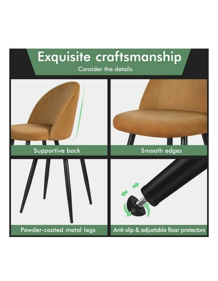 Velvet Dining Chairs x2 in Brown image 5