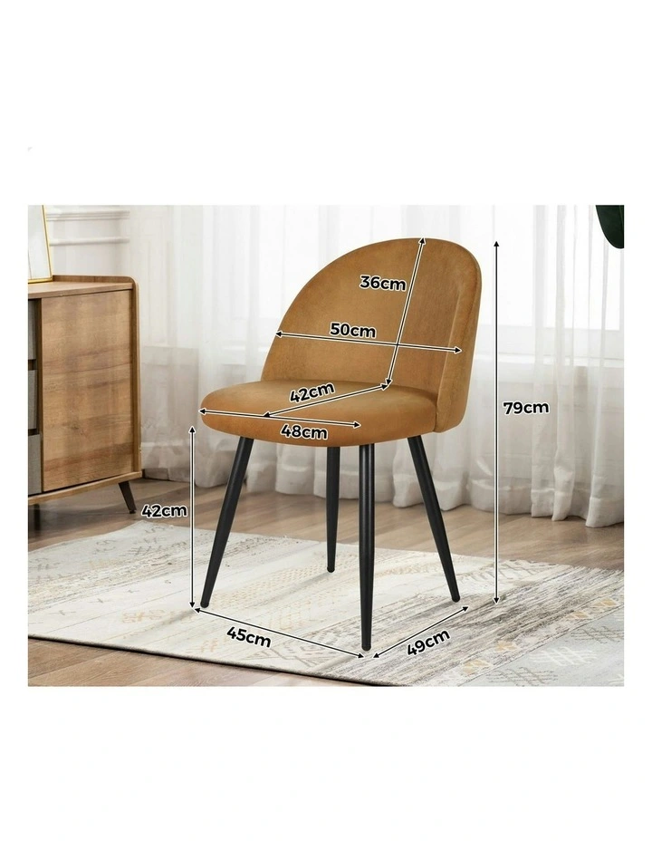 Velvet Dining Chairs x2 in Brown image 6