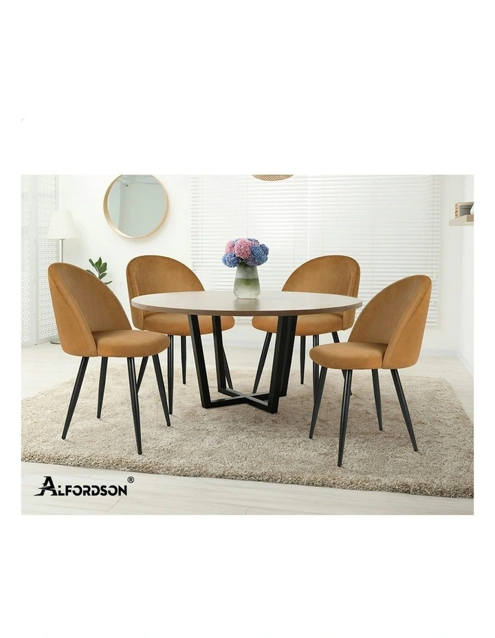 Velvet Dining Chairs x2 in Brown image 7
