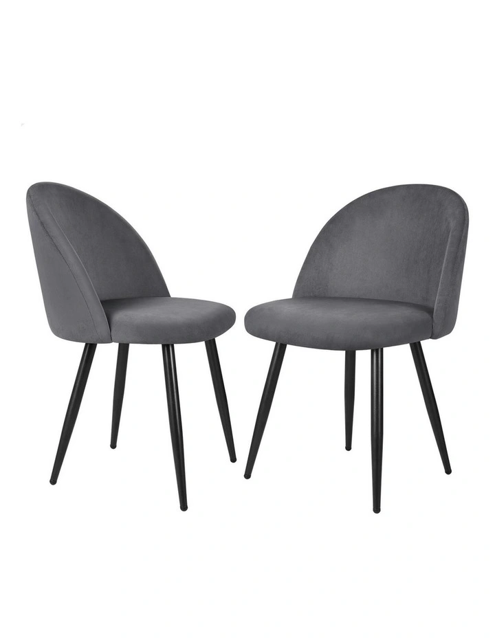 Velvet Dining Chairs x2 in Grey image 1