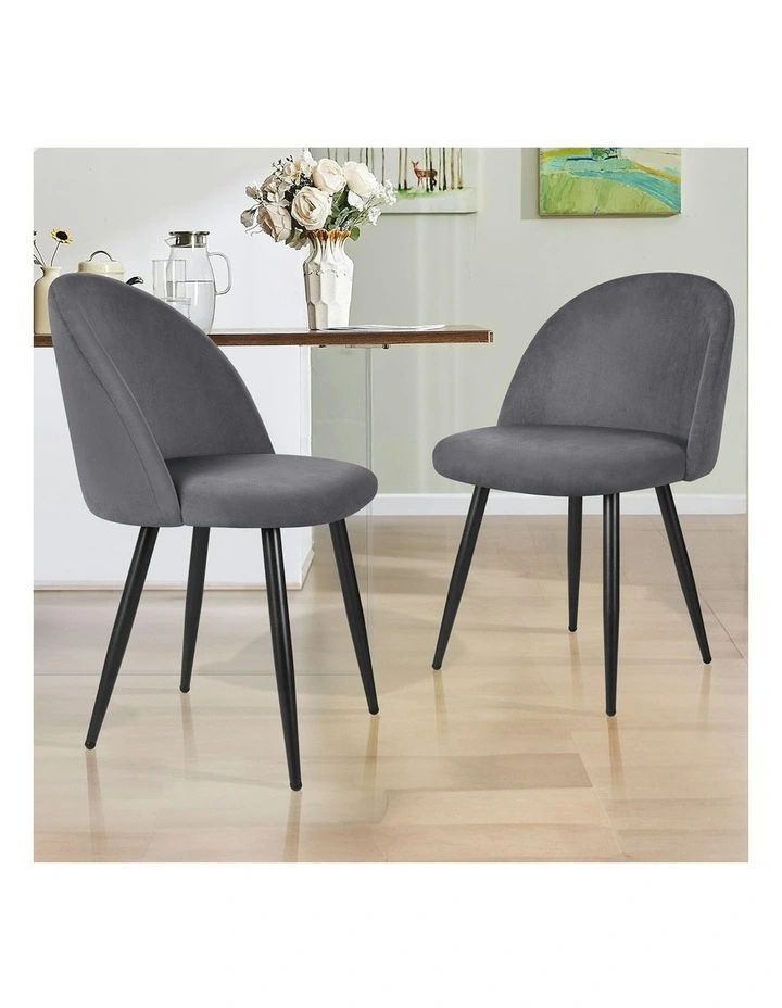 Velvet Dining Chairs x2 in Grey image 2