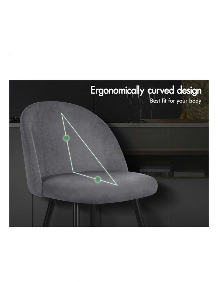 Velvet Dining Chairs x2 in Grey image 4