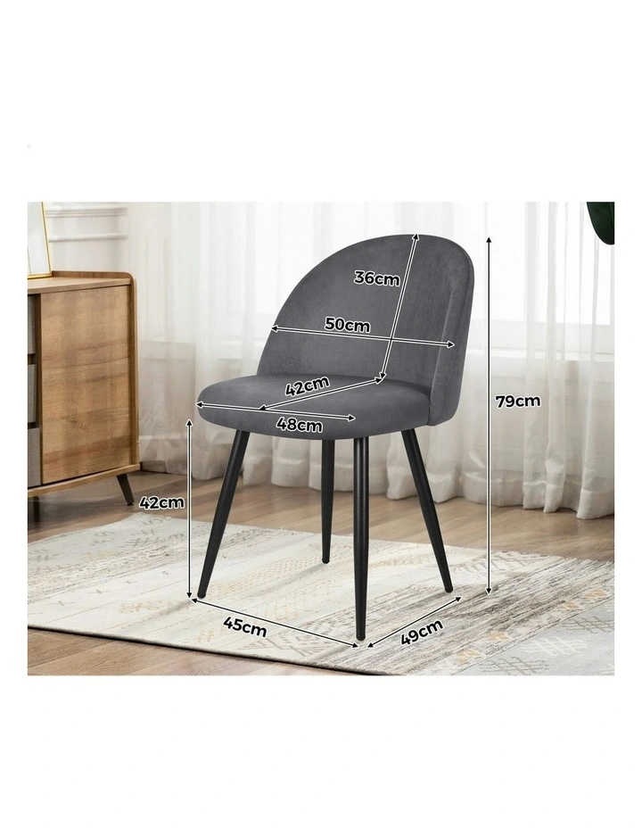 Velvet Dining Chairs x2 in Grey image 6