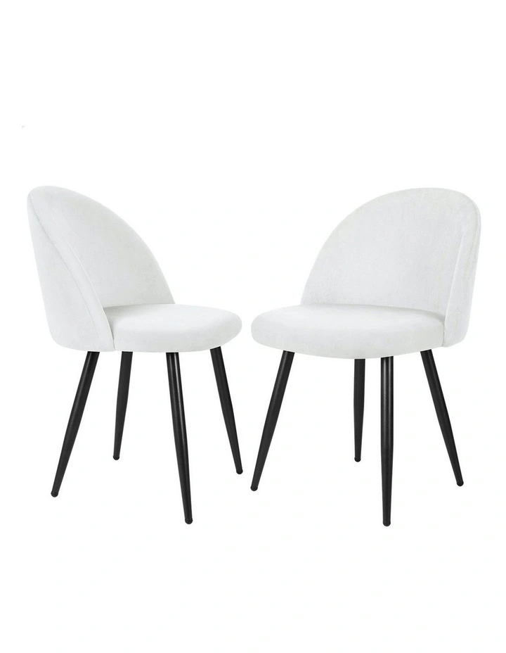 Velvet Dining Chairs x2 in White image 1