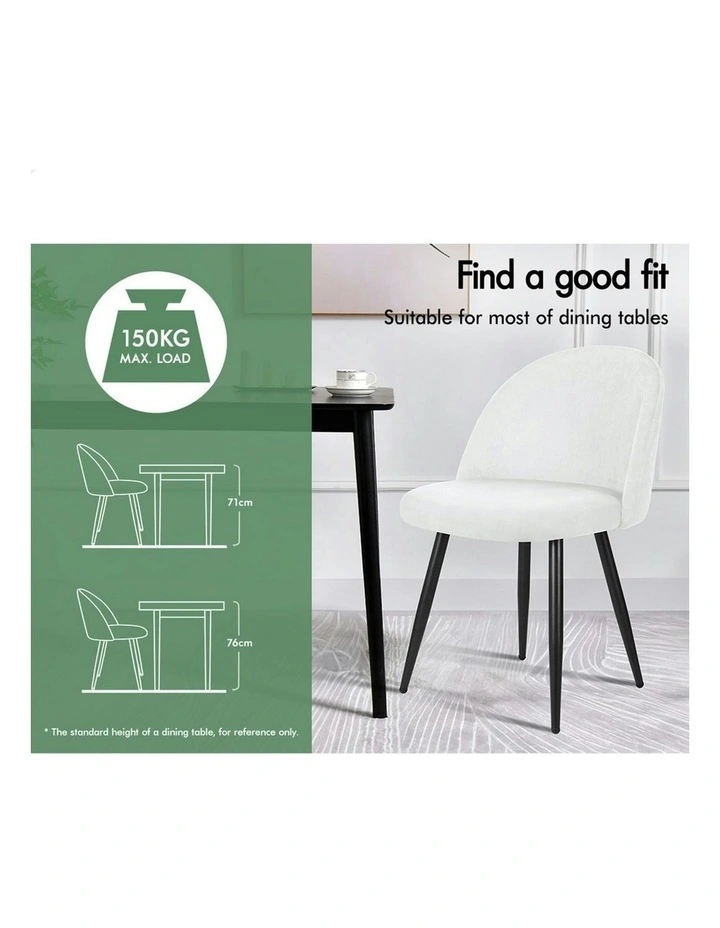 Velvet Dining Chairs x2 in White image 3