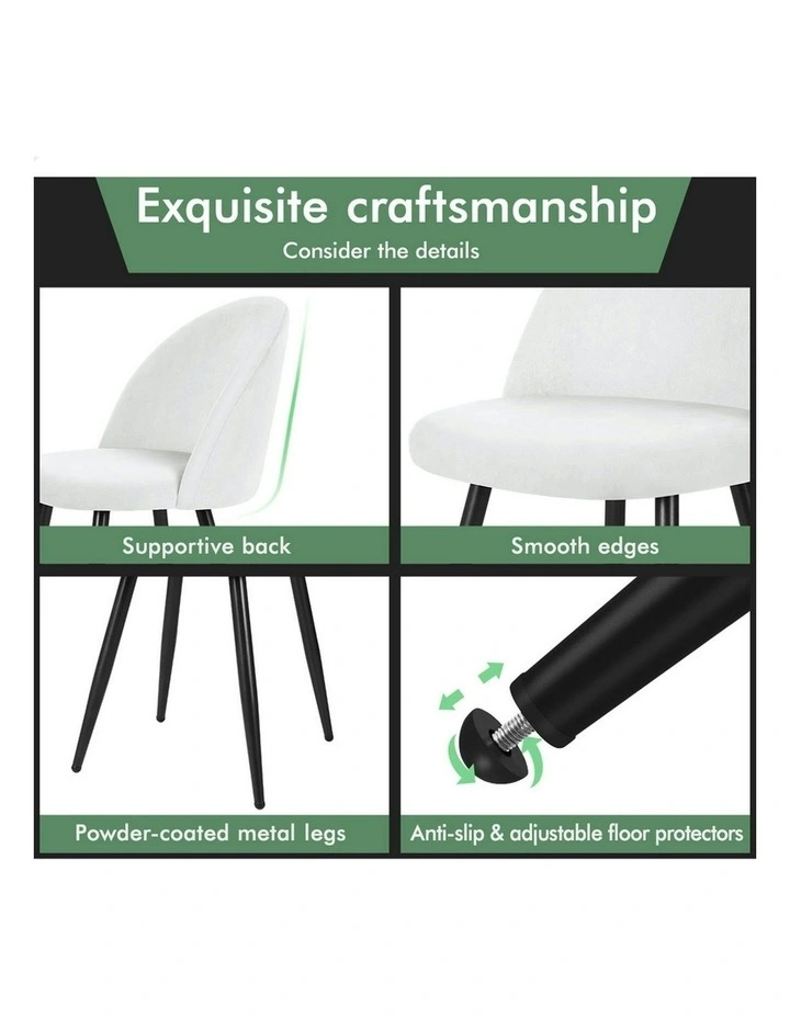 Velvet Dining Chairs x2 in White image 5