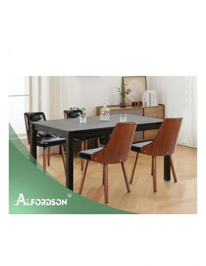 Padded Tufted Glossy PU Leather Dining Chairs x2 in Black image 6