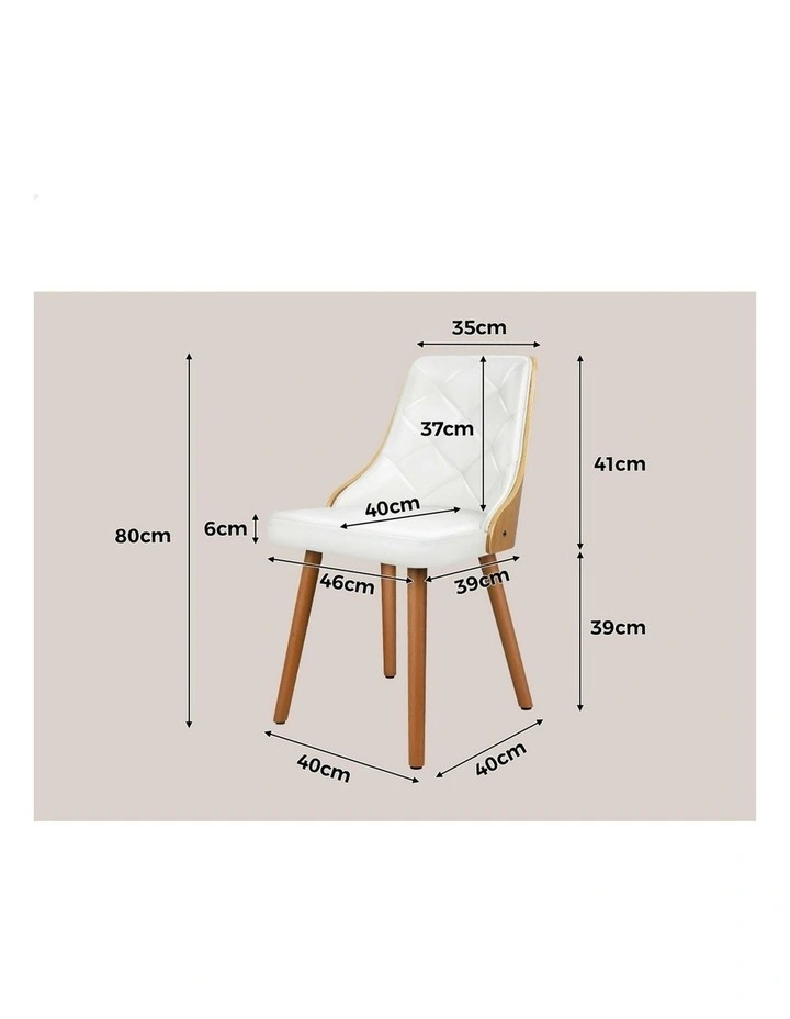 Padded Tufted Glossy PU Leather Dining Chairs x2 in White image 4