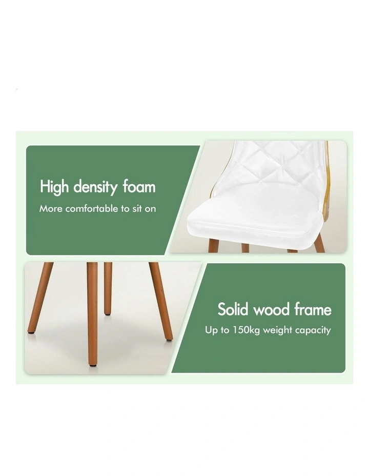 Padded Tufted Glossy PU Leather Dining Chairs x2 in White image 5