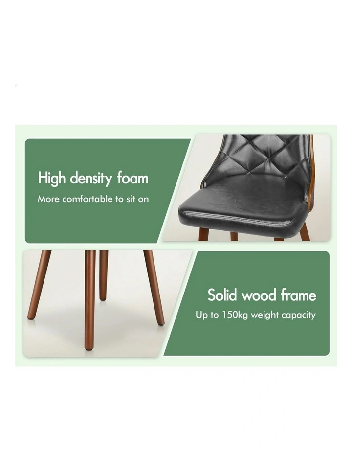 Padded Tufted Glossy PU Leather Dining Chairs x2 in Grey image 6