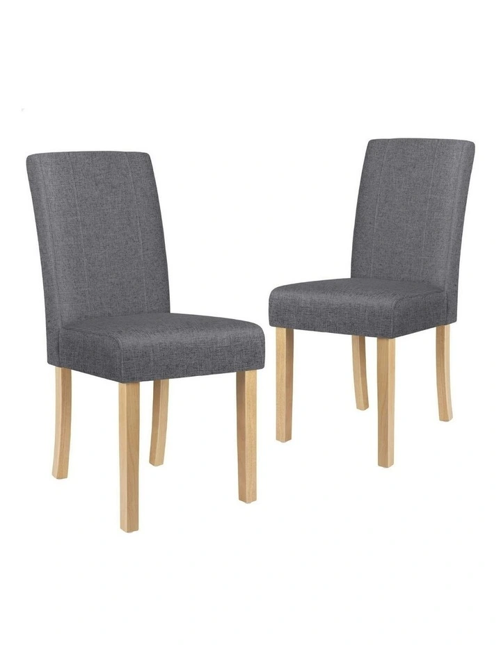 Padded High-Back Wood Fabric Dining Chairs 2x in Grey image 1