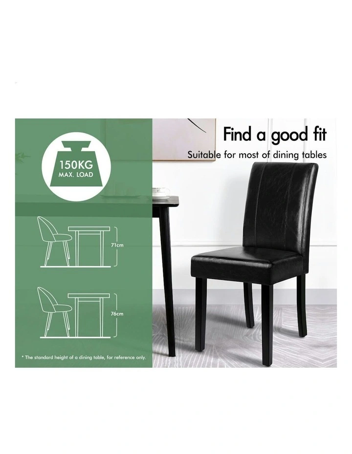 High-Back Chair Glossy PU Leather Dining Chairs 2x in Black image 3