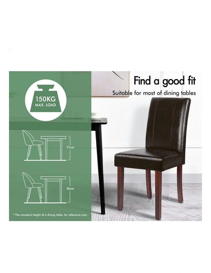 High-Back Chair Glossy PU Leather Dining Chairs 2x in Brown image 3