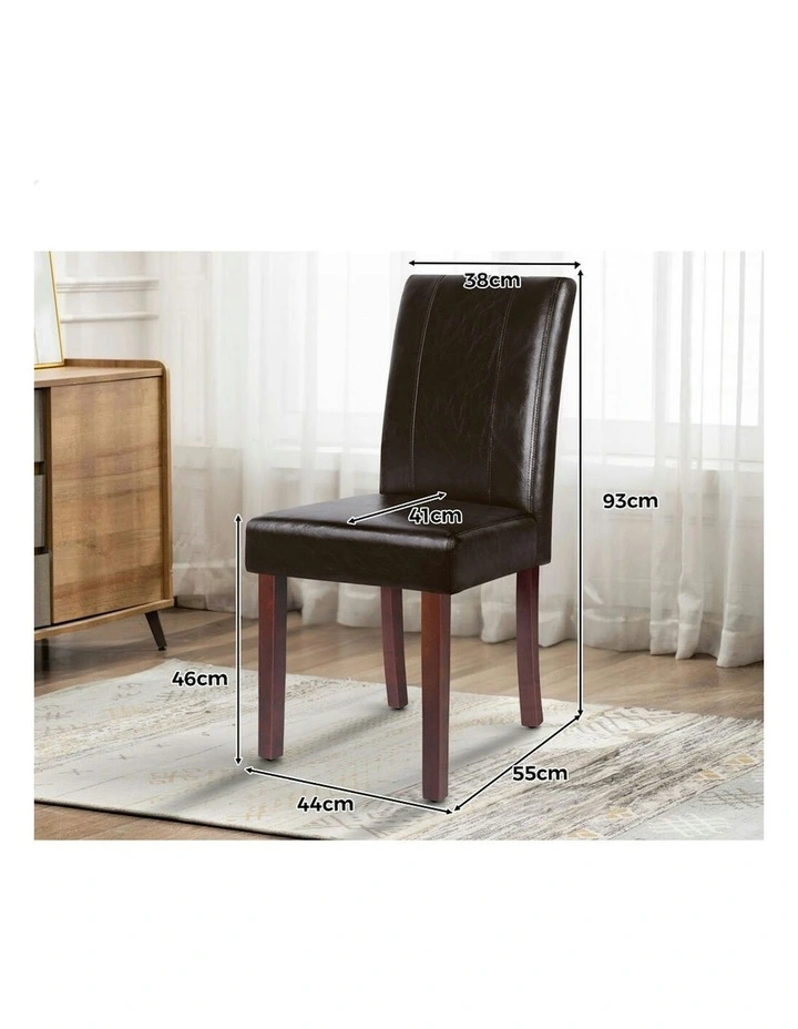 High-Back Chair Glossy PU Leather Dining Chairs 2x in Brown image 5