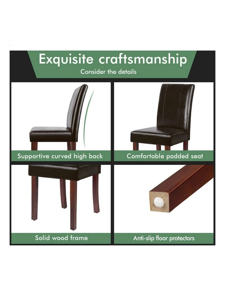 High-Back Chair Glossy PU Leather Dining Chairs 2x in Brown image 6