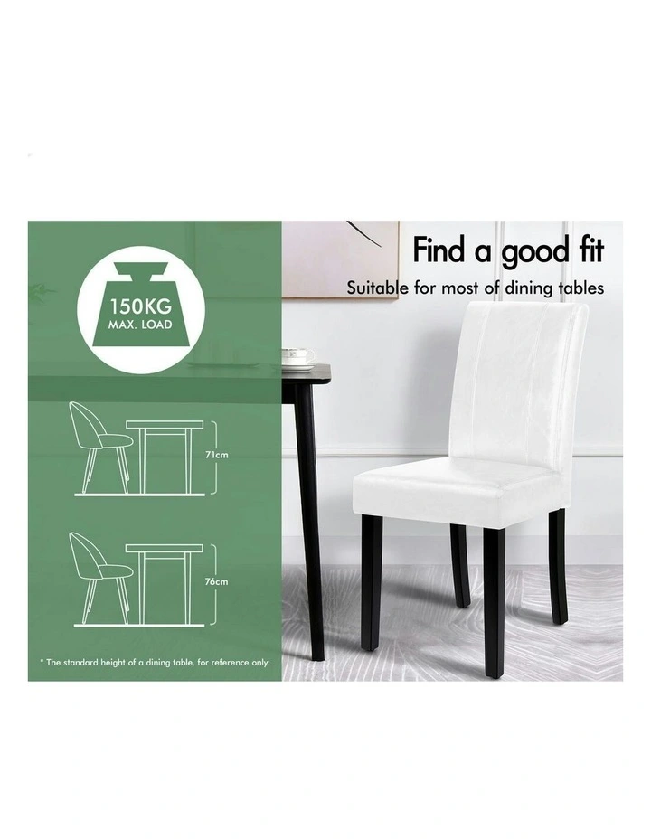 High-Back Chair Glossy PU Leather Dining Chairs x2 in White image 3