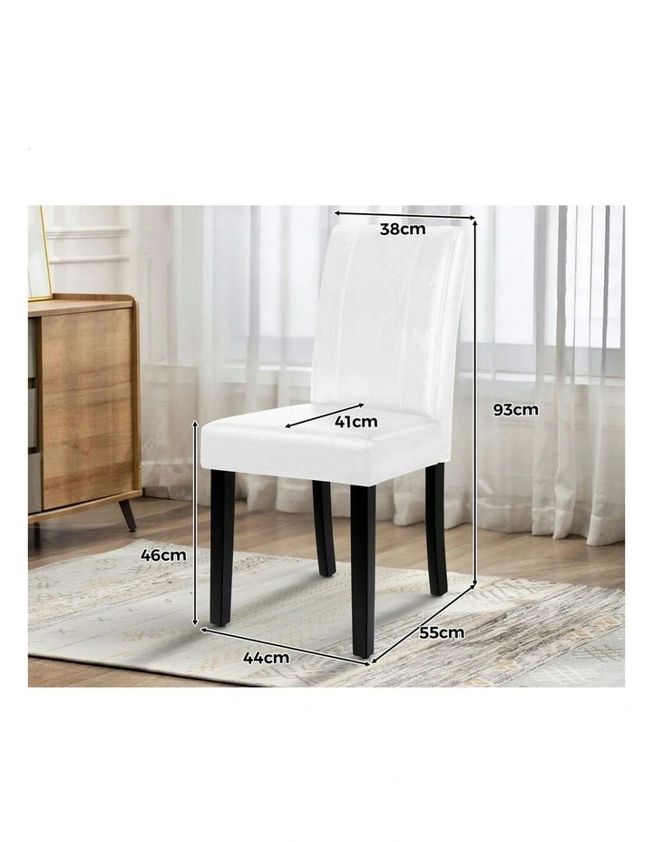 High-Back Chair Glossy PU Leather Dining Chairs x2 in White image 5