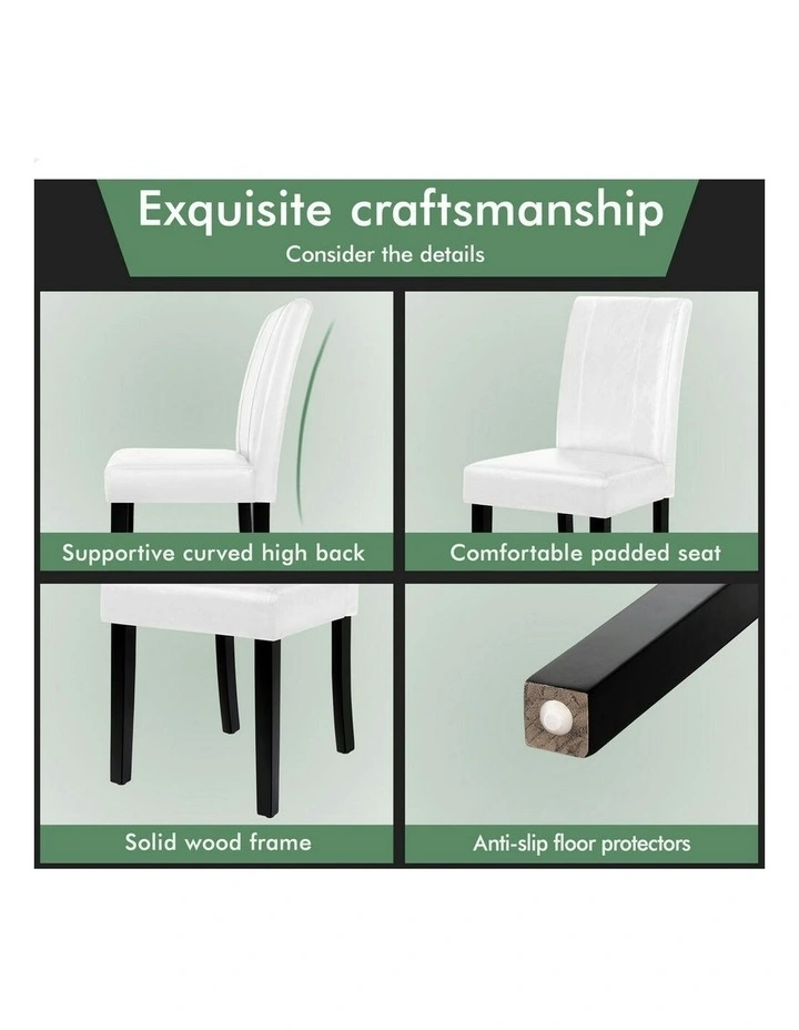 High-Back Chair Glossy PU Leather Dining Chairs x2 in White image 6