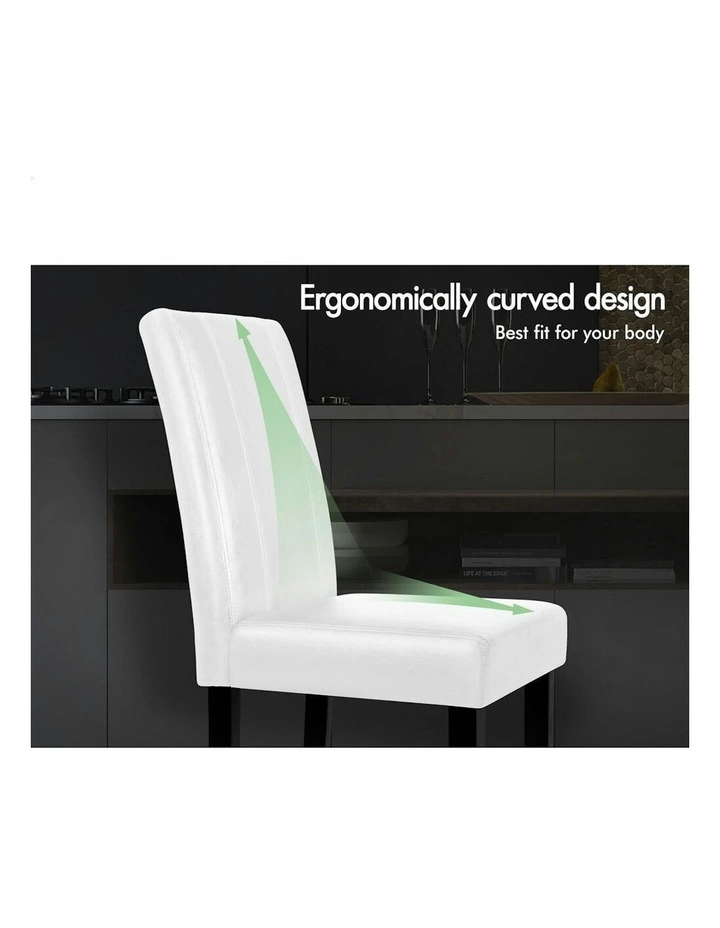 High-Back Chair Glossy PU Leather Dining Chairs 4x in White image 4