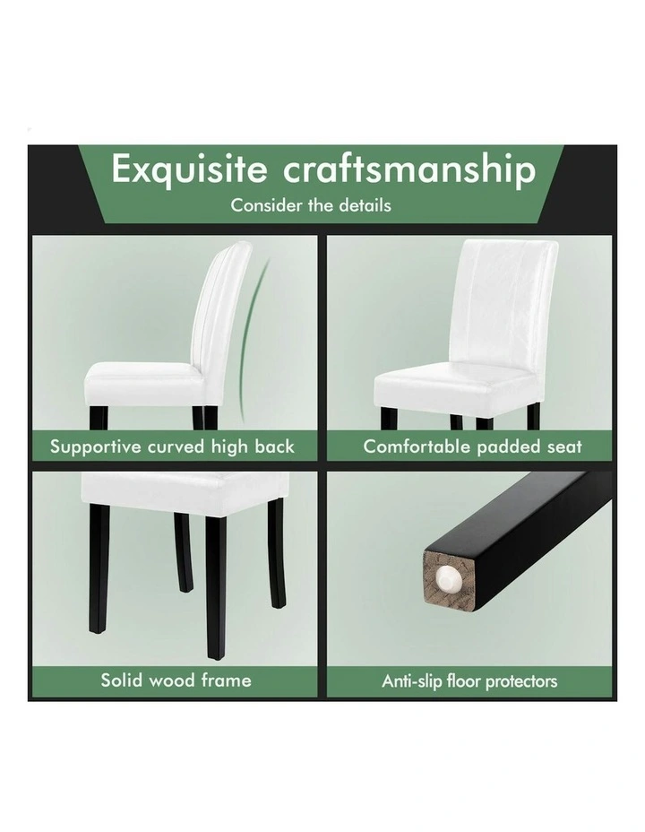 High-Back Chair Glossy PU Leather Dining Chairs 4x in White image 6